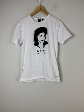 HUGO BOSS White Tee Michael Jackson with Black Graphic Size Small